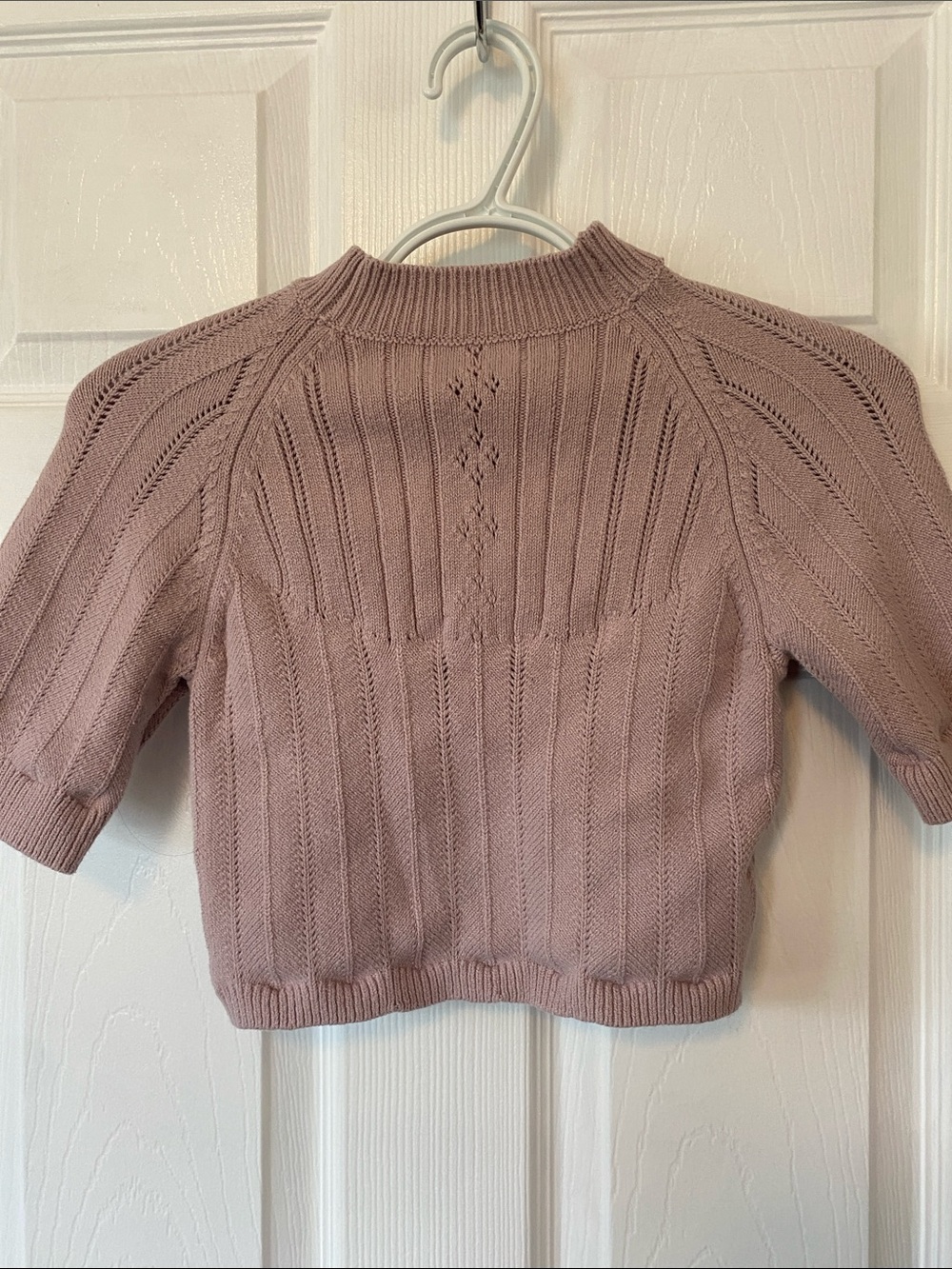 Free People Cropped Knit Crewneck Sweater in Mauve